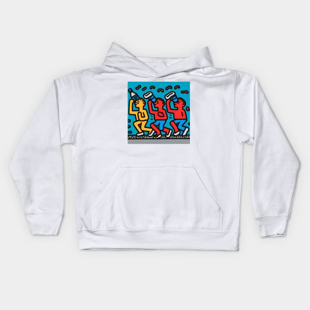 Funny Keith Haring, drink More water Kids Hoodie by Art ucef